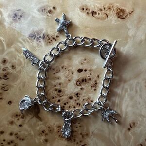 Travel Theme Silver Charm Bracelet